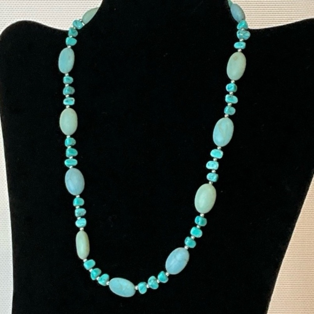 Chaps Necklace Turquoise and Aqua Beaded